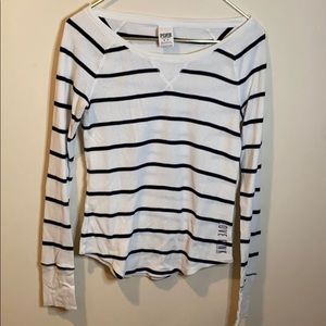 PINK VS long sleeve black and white striped tee
